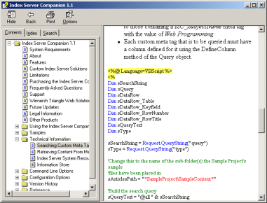 The Index Server Companion contains fully searchable documentation in Microsoft's HTML Help format